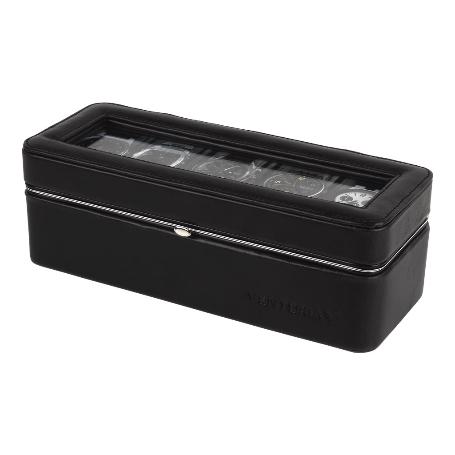 CAJA GUARDA RELOJES 5 UDS PIEL NEGRA