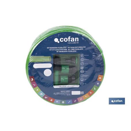 KIT MANGUERA FLEXOLÁTEX TRANSL. 19 MM (3/4) 20 M CON ACCESORIOS