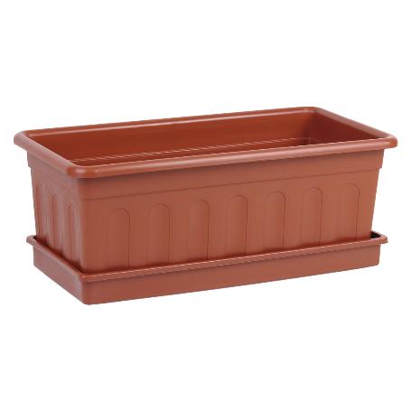 JARDINERA MARRON MODELO AZAHAR 50 X 21.5 X 16 + PLATO 48 X 19.5 CM VENTA UNITARIA