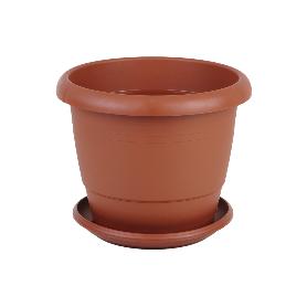 MACETA MARRON MODELO GARDENIA 25X20.5+ PLATO 21CM   CAJA 12 UNID.