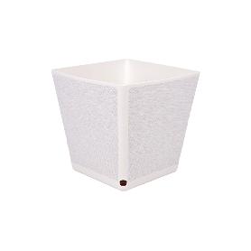 MACETA O MACETERO GAMA TEXTIL CUADRADA COLOR BLANCO PP 180 X 180 X 180 MM 3,7 L   CAJA 4 UNID.
