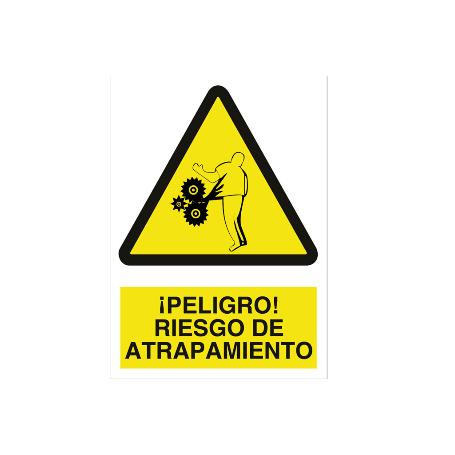SEÑAL ADHESIVA 148X105MM. ¡PELIGRO! RIESGO DE ATRAPAMIENTO