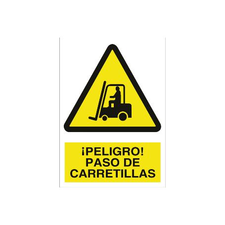 SEÑAL POLIESTIRENO 420X297MM. ¡PELIGRO! PASO DE CARRETILLAS