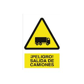 SEÑAL POLIESTIRENO 297X210 MM. ¡PELIGRO! SALIDA DE CAMIONES