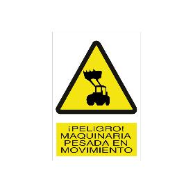 SEÑAL POLIESTIRENO 210X148MM. ¡PELIGRO! MAQUINARIA PESADA EN MOVIMIENTO