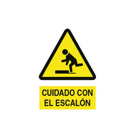 SEÑAL ADHESIVA 148X105 MM. CUIDADO ESCALÓN