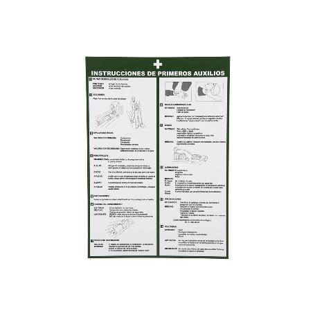 SEÑAL POLIESTIRENO 420X297MM. INSTRUCCIONES PRIMEROS AUXILIOS