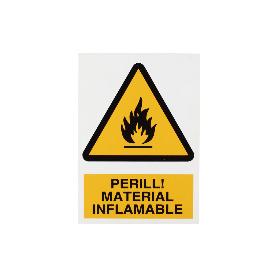 SEÑAL POLIESTIRENO 297X210 MM PERILL MATERIAL INFLAMABLE
