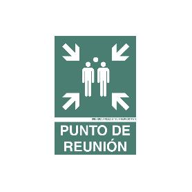 SEÑAL LUMINISCENTE 297X210MM. PUNTO DE REUNIÓN PICTOGRAMA + TEXTO