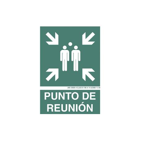 SEÑAL LUMINISCENTE 420X297MM. PUNTO DE REUNIÓN PICTOGRAMA + TEXTO