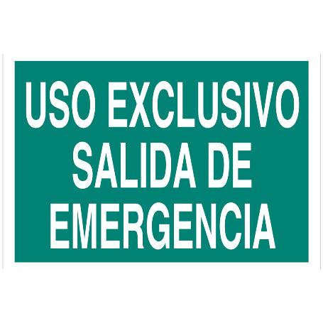 SEÑAL LUMINISCENTE 297X210MM. USO EXCLUSIVO SALIDA DE EMERGENCIA