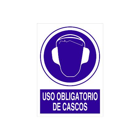 SEÑAL ADHESIVA 148X105MM. USO OBLIGATORIO DE CASCOS