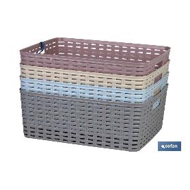CESTA  MULTIUSOS 12L 36X28X13.5 CM BEIGE   CAJA 6 UNID.