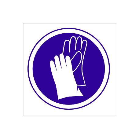 SEÑAL ADHESIVA 105X105MM. OBLIGATORIO GUANTES