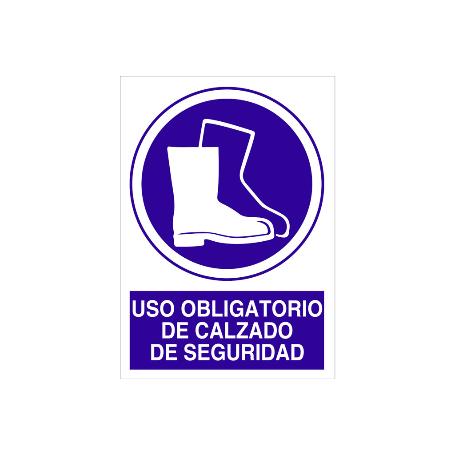 SEÑAL ADHESIVA 148X105MM. USO OBLIGATORIO DE CALZADO DE SEGURIDAD