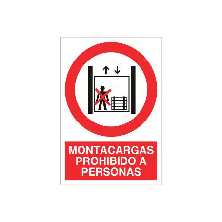 SEÑAL POLIESTIRENO 210X148MM. MONTACARGAS PROHIBIDO A PERSONAS