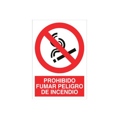 SEÑAL POLIESTIRENO 210X148MM. PROHIBIDO FUMAR PELIGRO DE INCENDIO