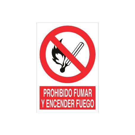 SEÑAL POLIESTIRENO 210X148MM. PROHIBIDO FUMAR Y ENCENDER FUEGO
