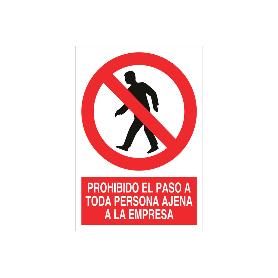 SEÑAL POLIESTIRENO 297X210MM. PROHIBIDO EL PASO A TODA PERSONA AJENA A LA EMPRESA