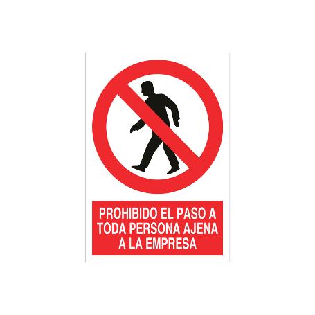 SEÑAL POLIESTIRENO 297X210MM. PROHIBIDO EL PASO A TODA PERSONA AJENA A LA EMPRESA