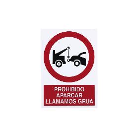 SEÑAL ADHESIVA 297X210MM PROHIBIDO APARCAR AVISAMOS GRÚA. EL DISEÑO DE LA SEÑAL PUEDE VARIAR, PERO EN NINGÚN CASO S