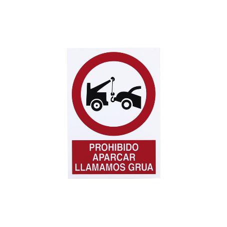 SEÑAL POLIESTIRENO 297X210MM PROHIBIDO APARCAR AVISAMOS GRÚA. EL DISEÑO DE LA SEÑAL PUEDE VARIAR, PERO EN NINGÚN CA