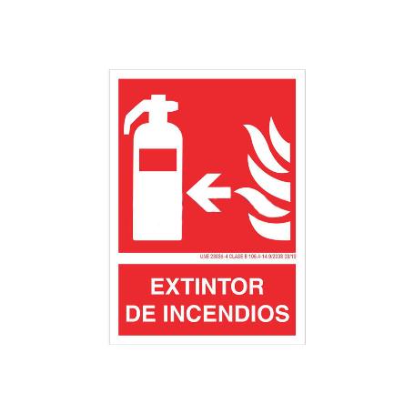 SEÑAL LUMINISCENTE 420X297MM. EXTINTOR DE INCENDIOS PICTOGRAMA + TEXTO