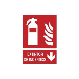 SEÑAL LUMINISCENTE 297X210MM. EXTINTOR DE INCENDIOS PICTOGRAMA + TEXTO