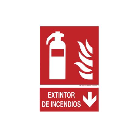 SEÑAL LUMINISCENTE 420X297MM. EXTINTOR DE INCENDIOS PICTOGRAMA + TEXTO