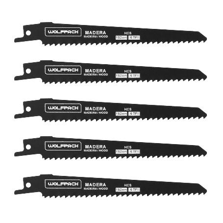 HOJA PARA SIERRA SABLE MADERA 152 MM. 6 TPI. 5 PIEZAS. ESPECIAL PARA MADERA.
