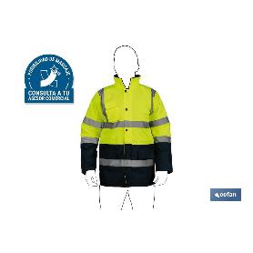 PARKA DE ALTA VISIBILIDAD MODELO DENEB AMARILLO Y AZUL TALLA XL