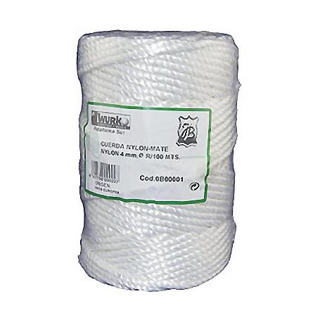 CUERDA NYLON MATE 4MM BLANCA ROLLO 100MT