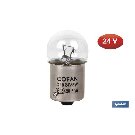 LÁMPARA COFAN PILOTO R5W (BA15S) 24V   CAJA 10 UNID.