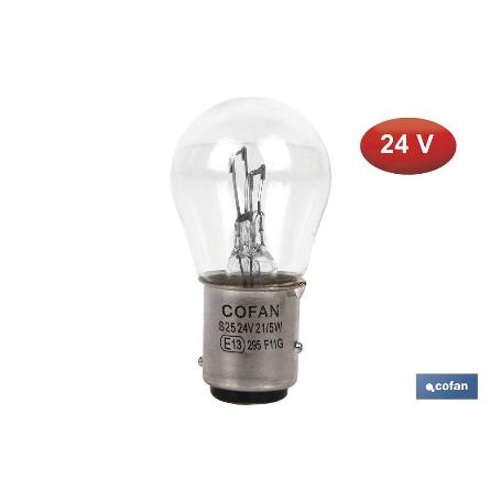 LÁMPARA COFAN 2 POLOS P21/5W (BA15D) 24V   CAJA 10 UNID.