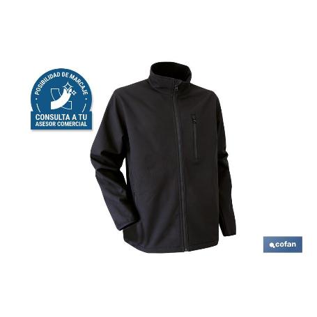 CHAQUETA SOFT SHELL NEGRA LISTER 340G/M TALLA L