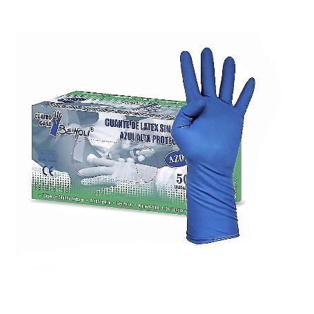 GUANTE LATEX AZUL A/PROT.T8-9 SIN POLVO CAJA 50