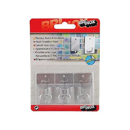 PERCHA MEDIANA ADHESIVA INOX 7026 BLIST-3