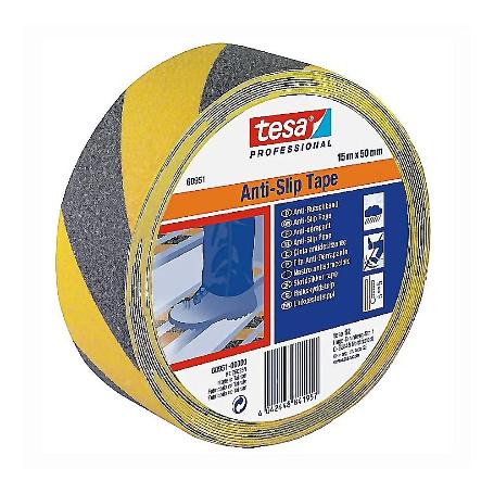 CINTA ANTIDESLIZANTE NEGRO/AMARILLO 50MM ROLLO 15MT