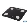 BÁSCULA DE BAÑO DIGITAL NEGRA CON PANTALLA LCD, USB Y MEDICIÓN IMC DE GRASA VISCERAL 30 X 26,5 X 2,2 CM