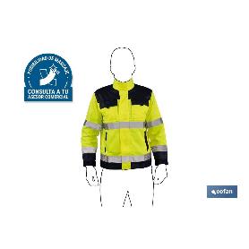 CHAQUETA DE ALTA VISIBILIDAD MODELO VEGA AMARILLA Y AZUL MARINO TALLA L
