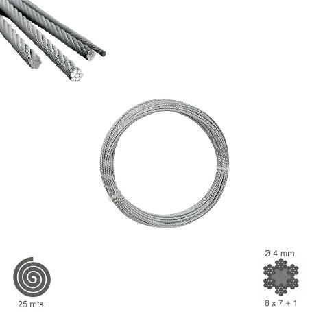 CABLE GALVANIZADO   4 MM. (ROLLO 25 METROS) NO ELEVACION