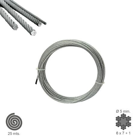 CABLE GALVANIZADO   5 MM. (ROLLO 25 METROS) NO ELEVACION