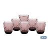 PACK 6 VASOS DE AGUA VIDRIO 30,5 CL COLOR PURPURA MODELO JADE