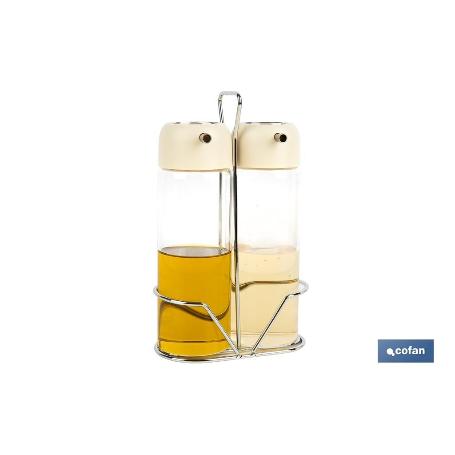 SET DE ACEITERA Y VINAGRERA  GAMA LAUREL COLOR BEIGE