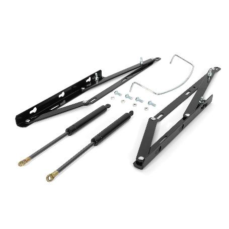 JUEGO DE BISAGRA CANAPE CON RESORTE DE GAS Y SISTEMA DE ENGANCHE CON BULONES ROSCA M8 FUERZA PISTÓN 600N