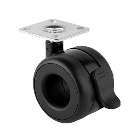 RUEDA GIRATORIO PLÁSTICO KOO ARO DOBLE Ø60 ACABADO NEGRO | CON FRENO / SIN FRENO FRENO CON FRENO