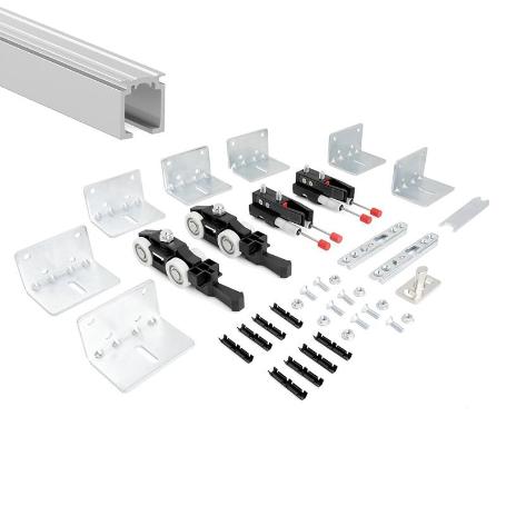 KIT HERRAJES PUERTA HIDE 250KG CON GUIA 3M.  C/PERFIL 3M. PARA 1 PUERTA.