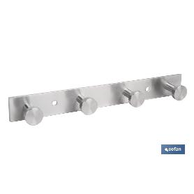PERCHERO DE PARED DE ACERO INOXIDABLE 304 CON 4 POMOS 21,6 X 2,7 X 2,8 CM