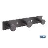 PERCHERO DE PARED NEGRO DE ACERO CON 3 POMOS 15,6 X 2,7 X 2,8 CM