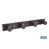 PERCHERO DE PARED NEGRO DE ACERO CON 4 POMOS 21,6 X 2,7 X 2,8 CM